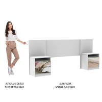 Cabeceira Extensível Branca com 2 Criados Espelho Madesa - 6