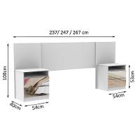 Cabeceira Extensível Branca com 2 Criados Espelho Madesa - 7