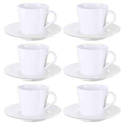 Kit 6 Xícara De Chá Com Pires Porcelana 185 Ml Leonora Tramontina