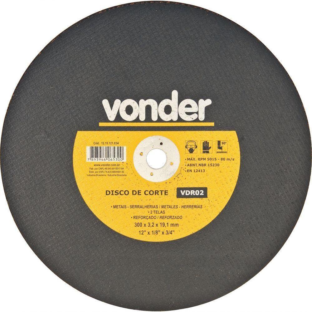 Disco Corte 300,0x3,0x19,05 2 Telas Aço Carbono Vdr0 Vonder - 1