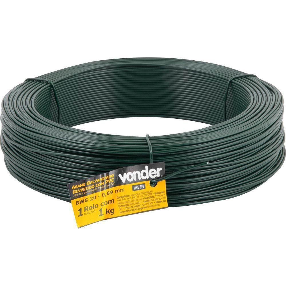 Arame Galvanizado Revestido Com Pvc Verde BWG20 1kg Vonder - 1