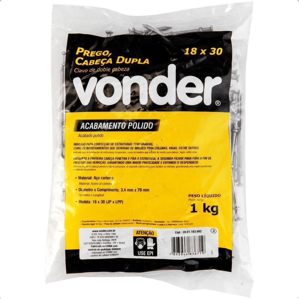 Prego Cabeça Dupla 18 X 30 (2.3-4 X 10) 1 Kg Vonder - 3