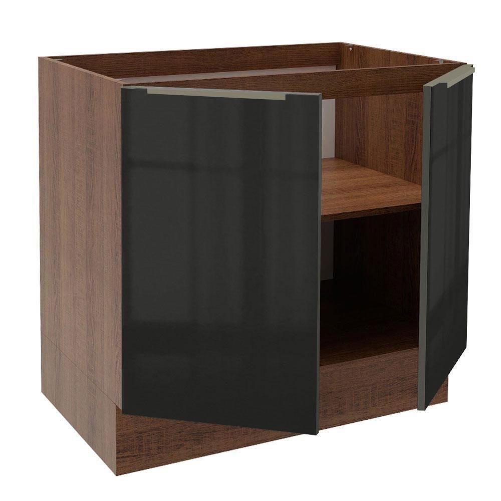 Balcão Madesa Lux 80 cm 2 Portas Rustic e Preto - 5