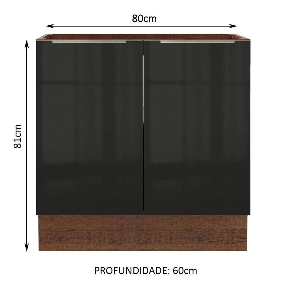 Balcão Madesa Lux 80 cm 2 Portas Rustic e Preto - 6