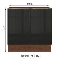 Balcão Madesa Lux 80 cm 2 Portas Rustic e Preto - 6