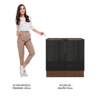 Balcão Madesa Lux 80 cm 2 Portas Rustic e Preto - 8