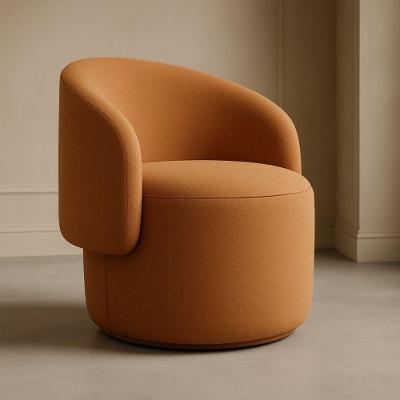 Poltrona Orgânica Redonda Liz Para Sala Recepção Bouclê Marrom Off White Divani