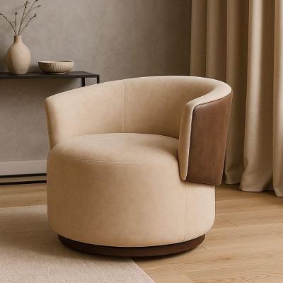 Poltrona Orgânica Liz Para Sala E Quarto Suede Corino Marrom Off White Natural Divani