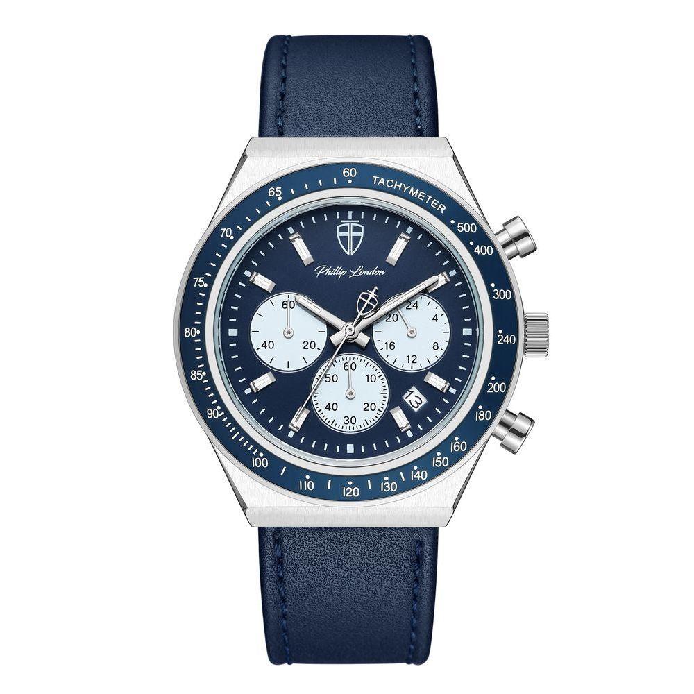 Relógio Masculino London Leather Silver Blue 43mm - 1