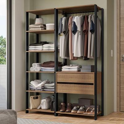 Closet Aberto Guarda-roupa 2 Gavetas 129cm Rustic/preto Madesa Rustic/preto