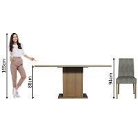 Conjunto Sala De Jantar Mesa Tampo De Vidro 6 Cadeiras Rustic/branco/silver - 3