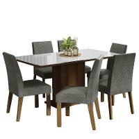 Conjunto Sala De Jantar Mesa Tampo De Vidro 6 Cadeiras Rustic/branco/silver - 7