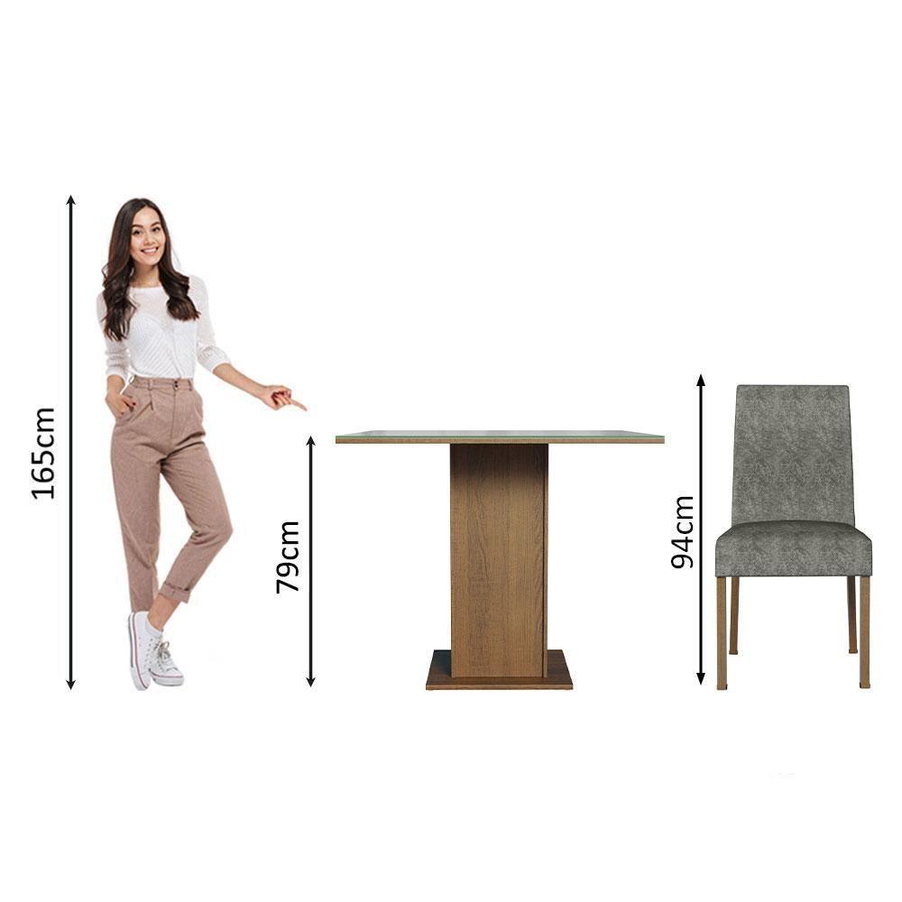 Conj. Mesa Tampo De Vidro 4 Cadeiras Rustic/Cinza/silver - 5