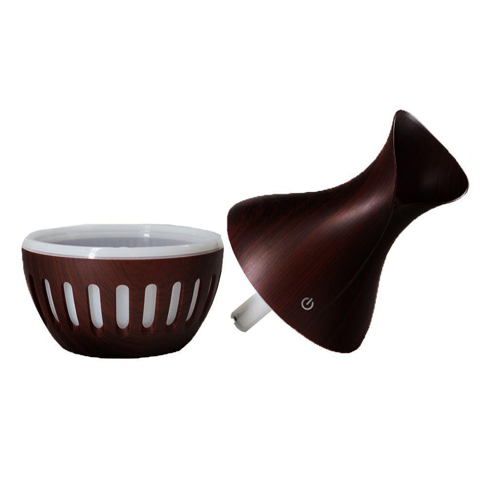 Difusor Umidificador Ultrasonico 7 Led Vaso Rajado Rgb 200ml Usb Marrom - 2