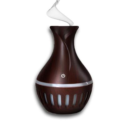 Difusor Umidificador Ultrasonico 7 Led Vaso Rajado Rgb 200ml Usb Marrom