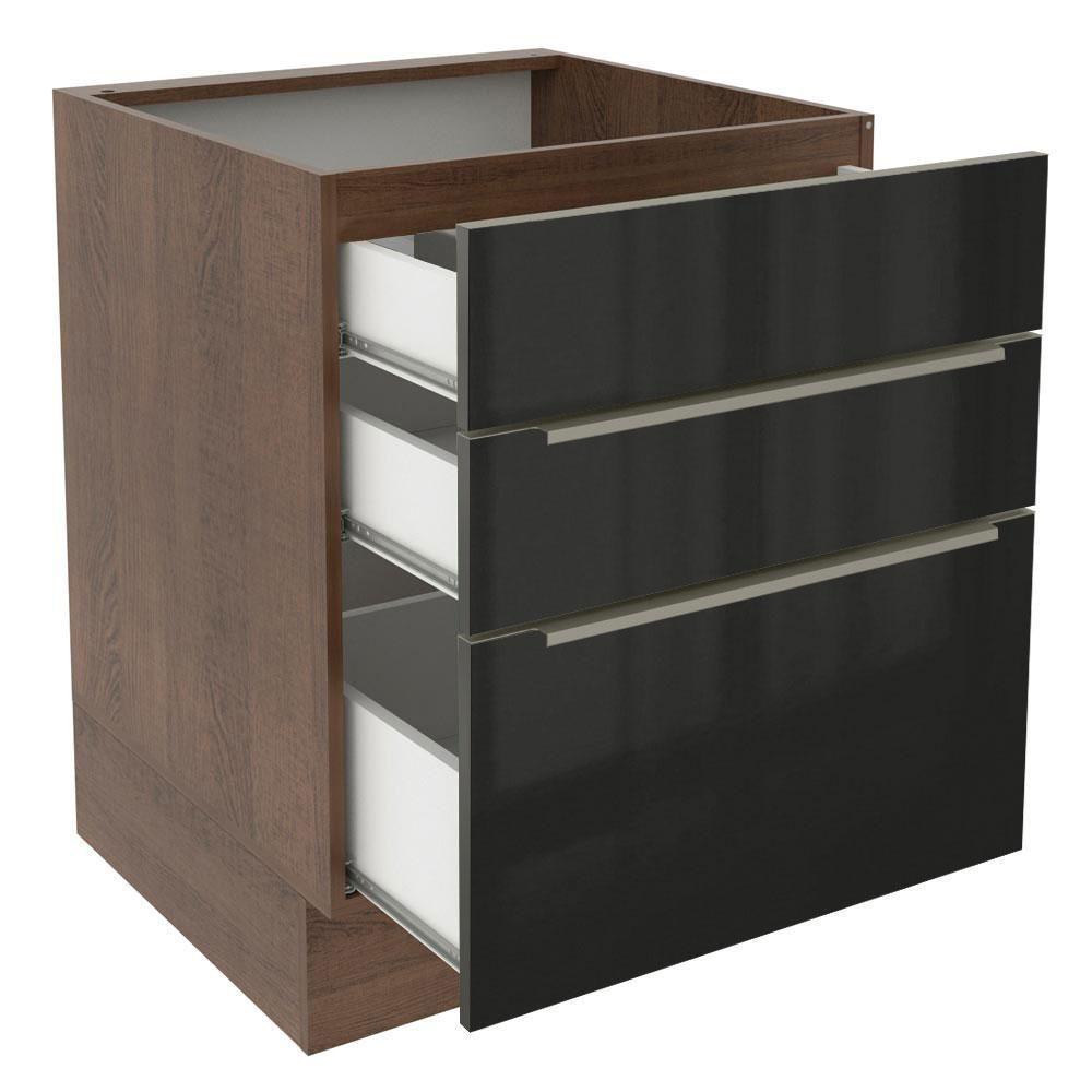 Balcão Madesa Lux 60 cm 3 Gavetas Rustic e Preto - 5