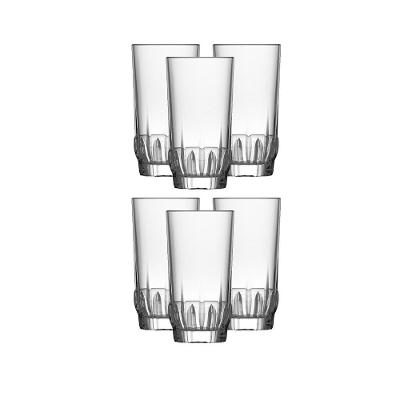 Kit Conjunto 6 Copos De Vidro Com Textura 320ml Transparente