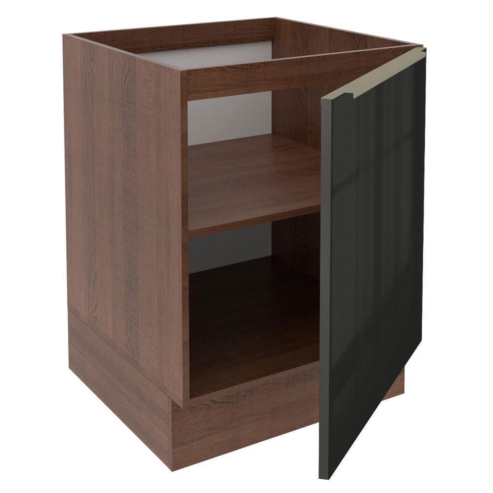 Balcão Madesa Lux 60 cm 1 Porta Rustic e Preto - 4