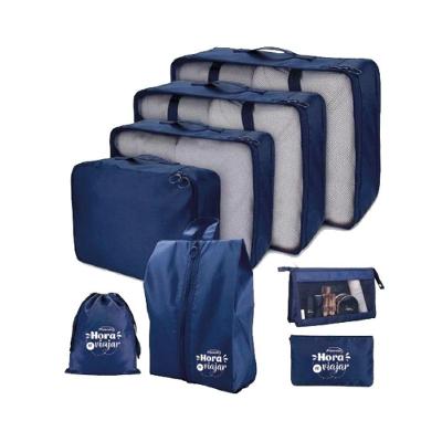Kit Viagem Organizador De Mala Com 8 Peças Azul