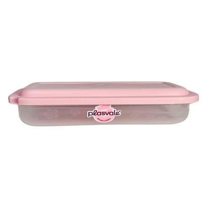 Pote Plástico Retangular 500ml Plasvale Rosa
