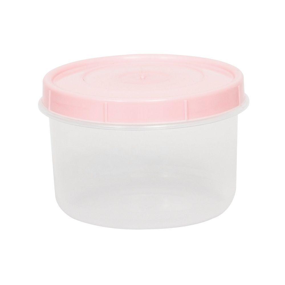 Pote Com Tampa Rosca Redondo 400 Ml Plasvale Rosa - 1