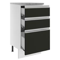 Balcão Madesa Glamy 40 Cm 3 Gavetas Branco Preto