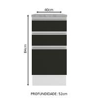 Balcão Madesa Glamy 40 Cm 3 Gavetas Branco Preto - 7