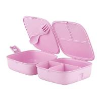 Marmita Lancheira Com 2 Compartimentos, Divisórias, Talher E Trava Plasvale Lilás - 1