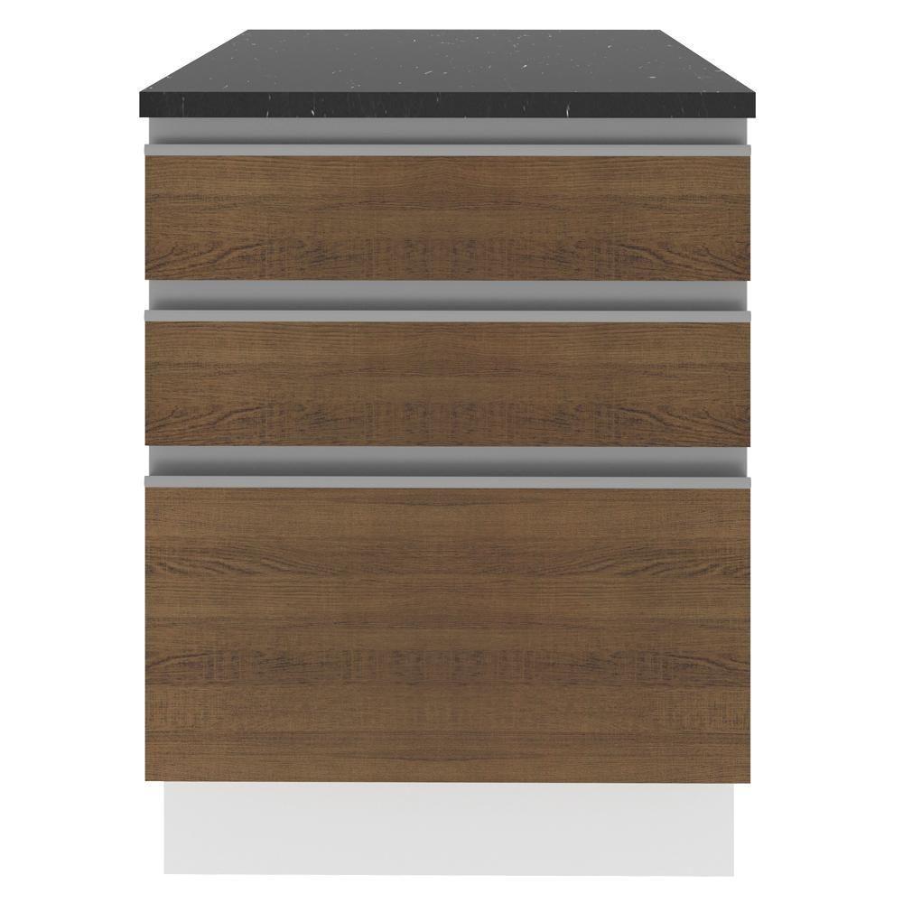 Balcão Madesa Acordes 100% Mdf 60 Cm 3 Gavetas Branco/rustic - 2