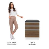 Balcão Madesa Acordes 100% Mdf 60 Cm 3 Gavetas Branco/rustic - 12