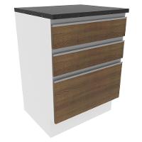 Balcão Madesa Acordes 100% Mdf 60 Cm 3 Gavetas Branco/rustic - 5