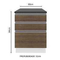 Balcão Madesa Acordes 100% Mdf 60 Cm 3 Gavetas Branco/rustic - 7