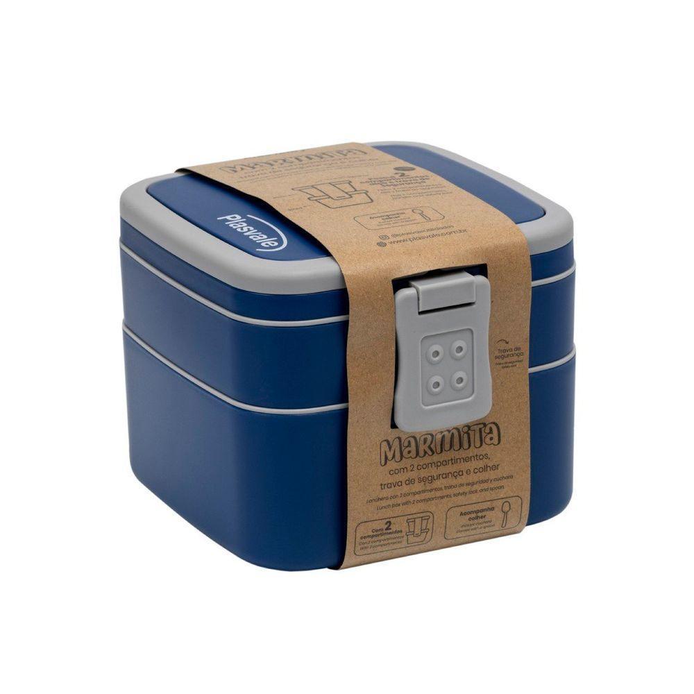 Marmita Com 2 Compartimentos 1,3l Azul - 1