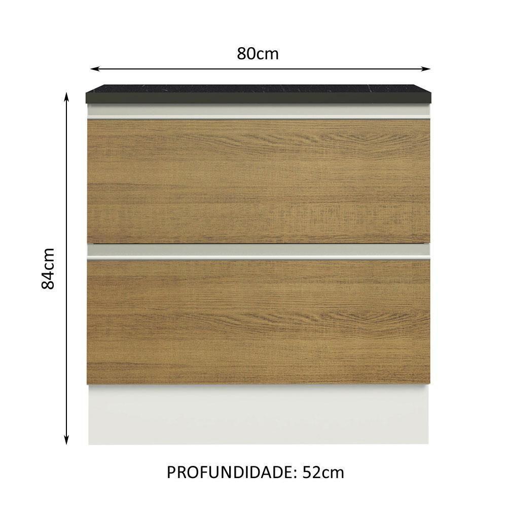 Balcão Madesa Acordes 100% Mdf 2 Gavetas Branco/rustic - 6