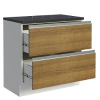 Balcão Madesa Acordes 100% Mdf 2 Gavetas Branco/rustic