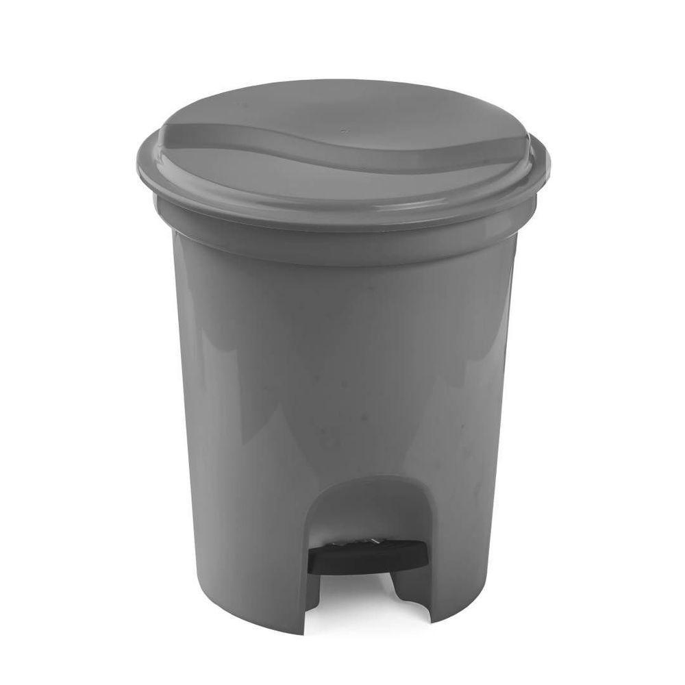 Lixeira Com Pedal 13 Litros Plasvale Cinza - 1