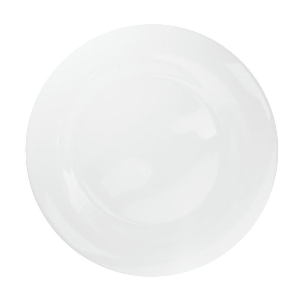 Prato De Sobremesa Redondo De Vidro Opalino 20cm Branco - 1