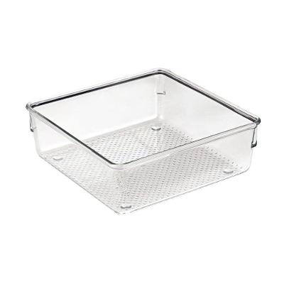 Organizador De Gavetas Modular Multiúso Em Plástico Transparente 15,3x15cm Branco