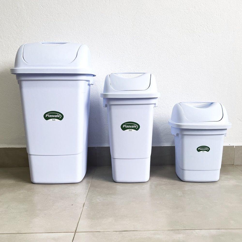 Lixeira Com Tampa Basculante 30 Litros - Plasvale Branco - 3