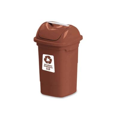 Lixeira Seletiva Basculante 30l Plasvale Marrom Resíduos Orgânicos Marrom