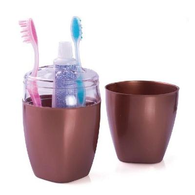 Porta Escova De Dentes Com 3 Furos - Plasvale Bronze