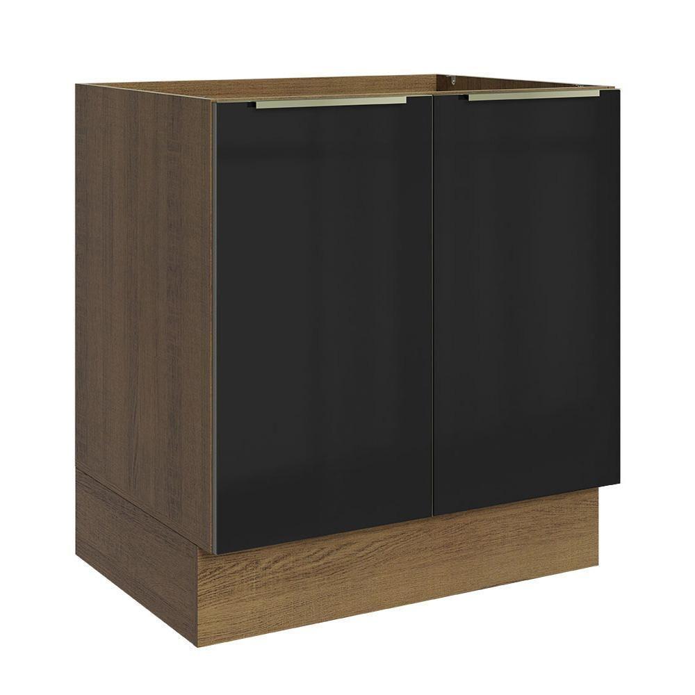 Balcão Madesa 70 Cm 2 Portas - Sem Tampo Rustic/Preto - 2