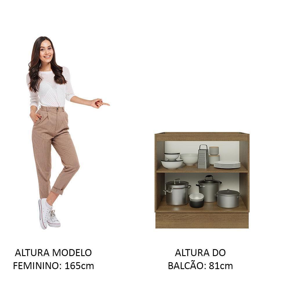 Balcão Madesa 70 Cm 2 Portas - Sem Tampo Rustic/Preto - 3