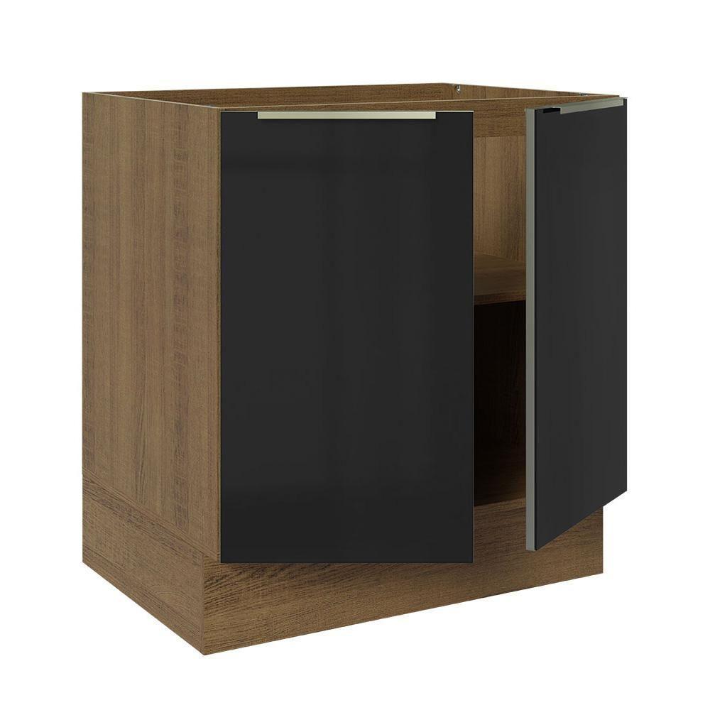 Balcão Madesa 70 Cm 2 Portas - Sem Tampo Rustic/Preto - 4