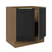 Balcão Madesa 70 Cm 2 Portas - Sem Tampo Rustic/Preto