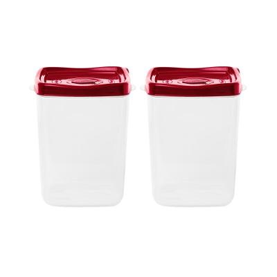 Kit Pote Porta Mantimentos Plástico Vermelho - 2 Unidades