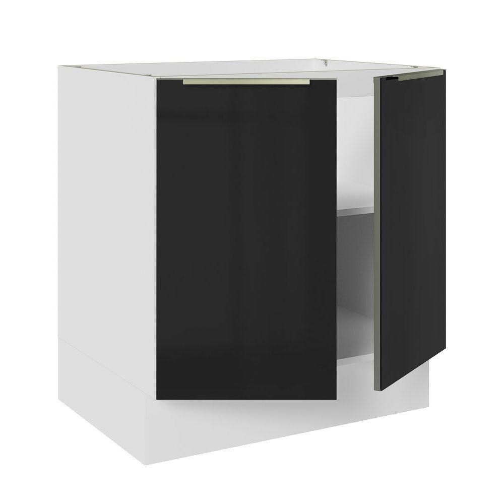 Balcão Madesa 70 Cm 2 Portas - Sem Tampo Branco/Preto - 7