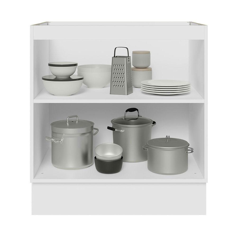 Balcão Madesa 70 Cm 2 Portas - Sem Tampo Branco/Preto - 8