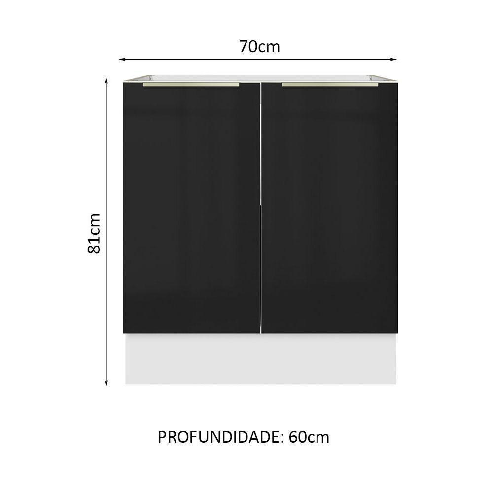 Balcão Madesa 70 Cm 2 Portas - Sem Tampo Branco/Preto - 10