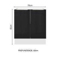 Balcão Madesa 70 Cm 2 Portas - Sem Tampo Branco/Preto - 10